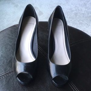 Cole Haan open toed heels - black leather